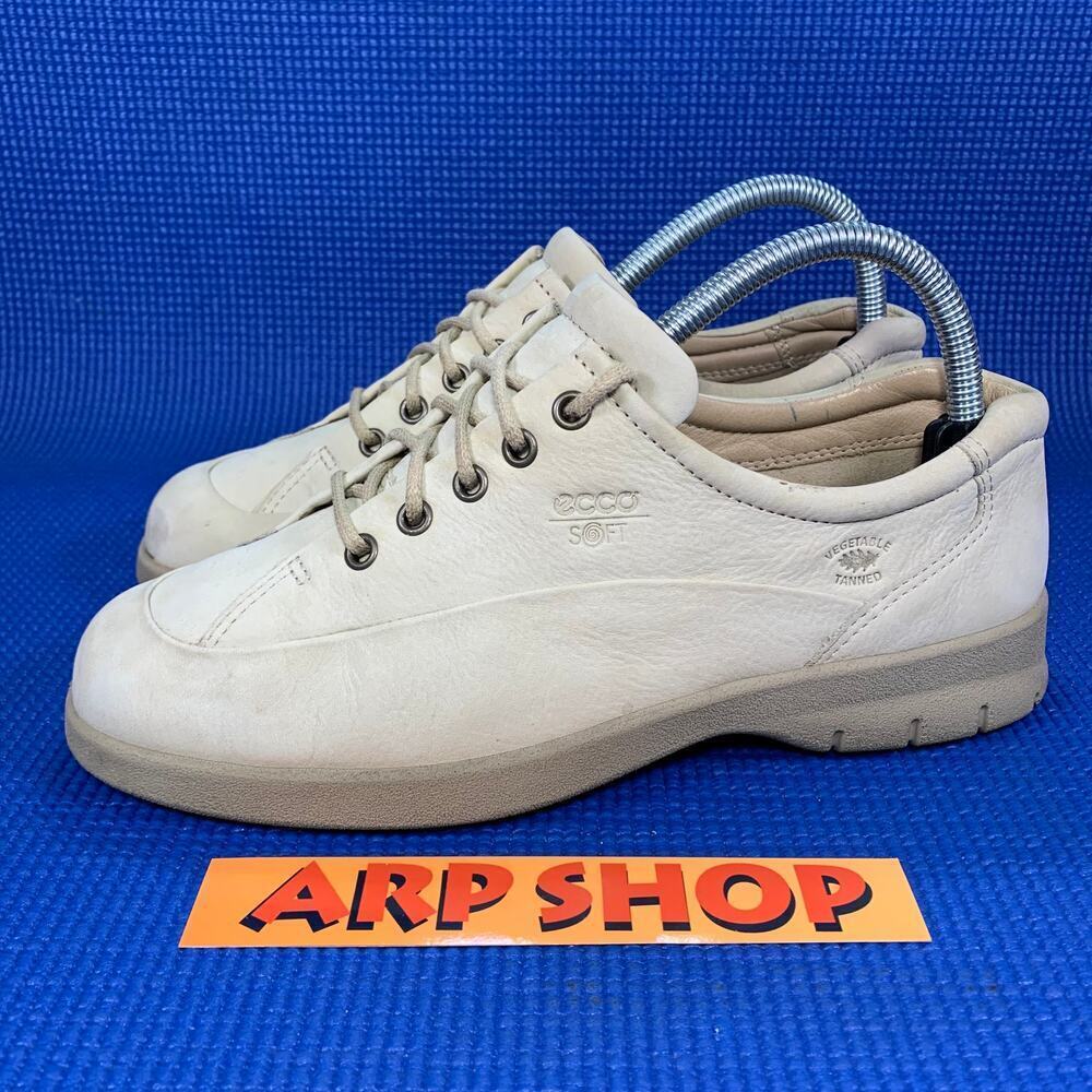 🔴 ECCO Soft Vegetable Tanned Women`s Size 7 Beige Comfort Shoes Sneakers